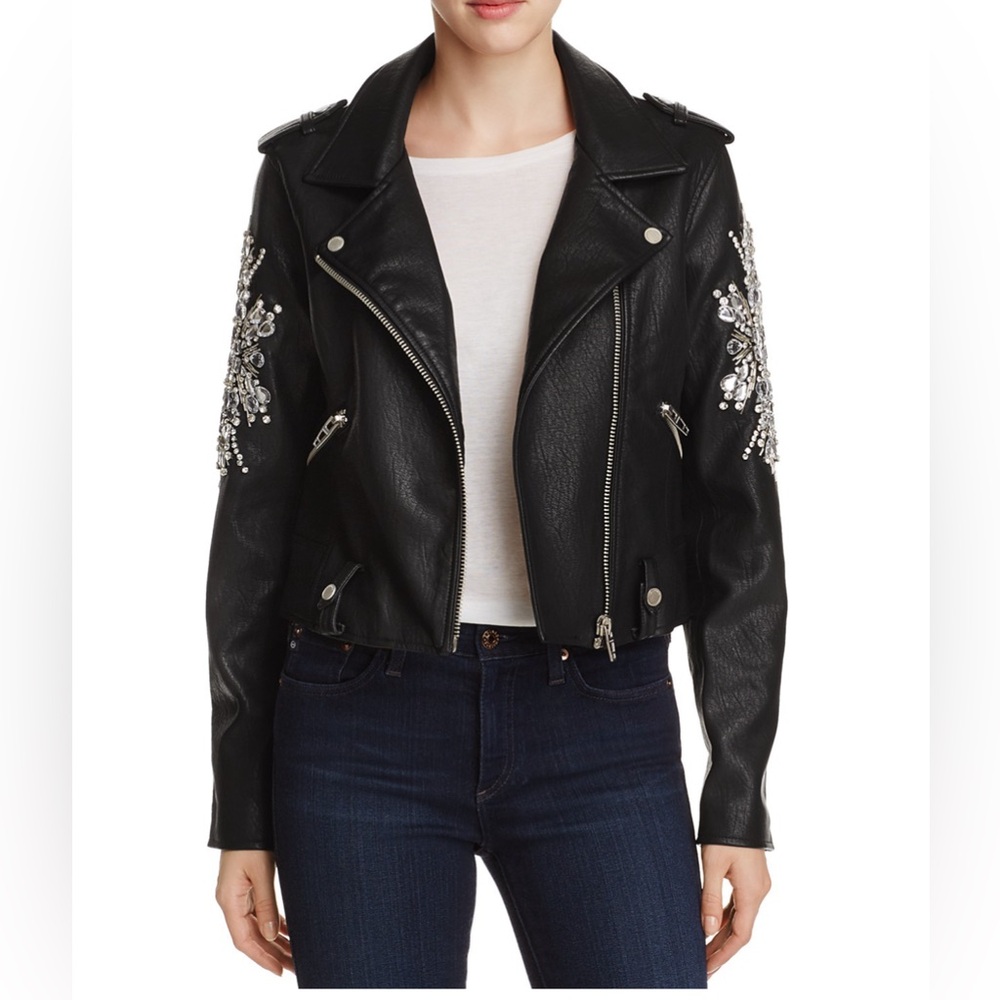 NWOT- Blank NYC Embellished Vegan Leather Moto Jacket Size Small